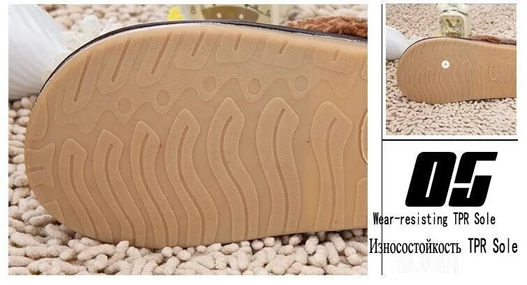 6 Colors Women Men Genuine Leather Plush Warm Indoor Home Slippers