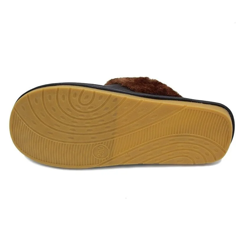 6 Colors Women Men Genuine Leather Plush Warm Indoor Home Slippers