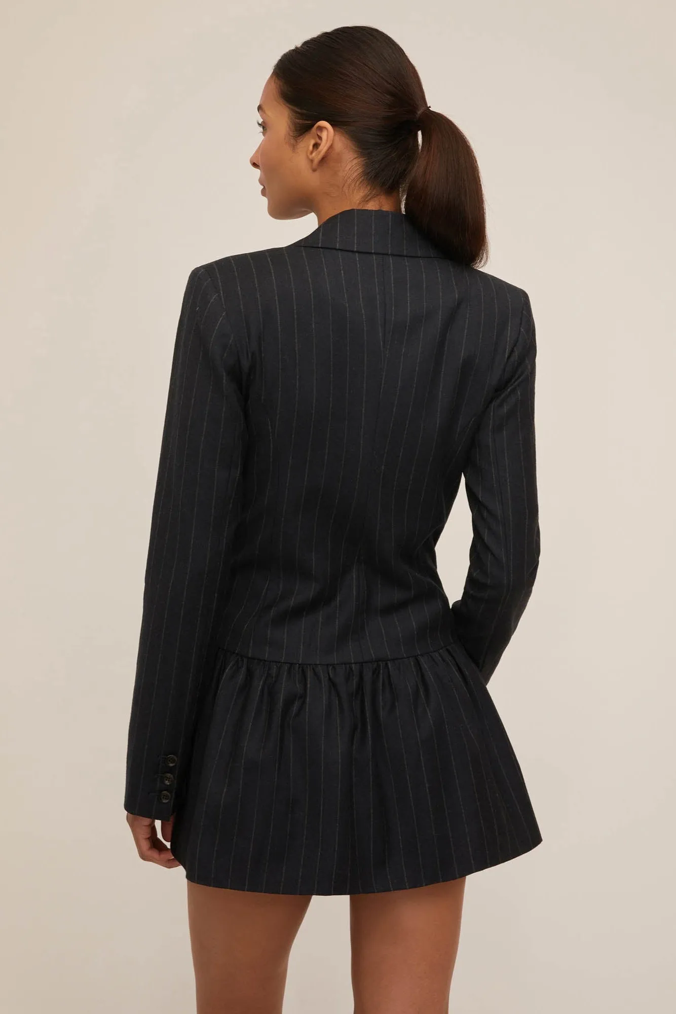 Ainsley Pinstripe Drop Waist Blazer Dress