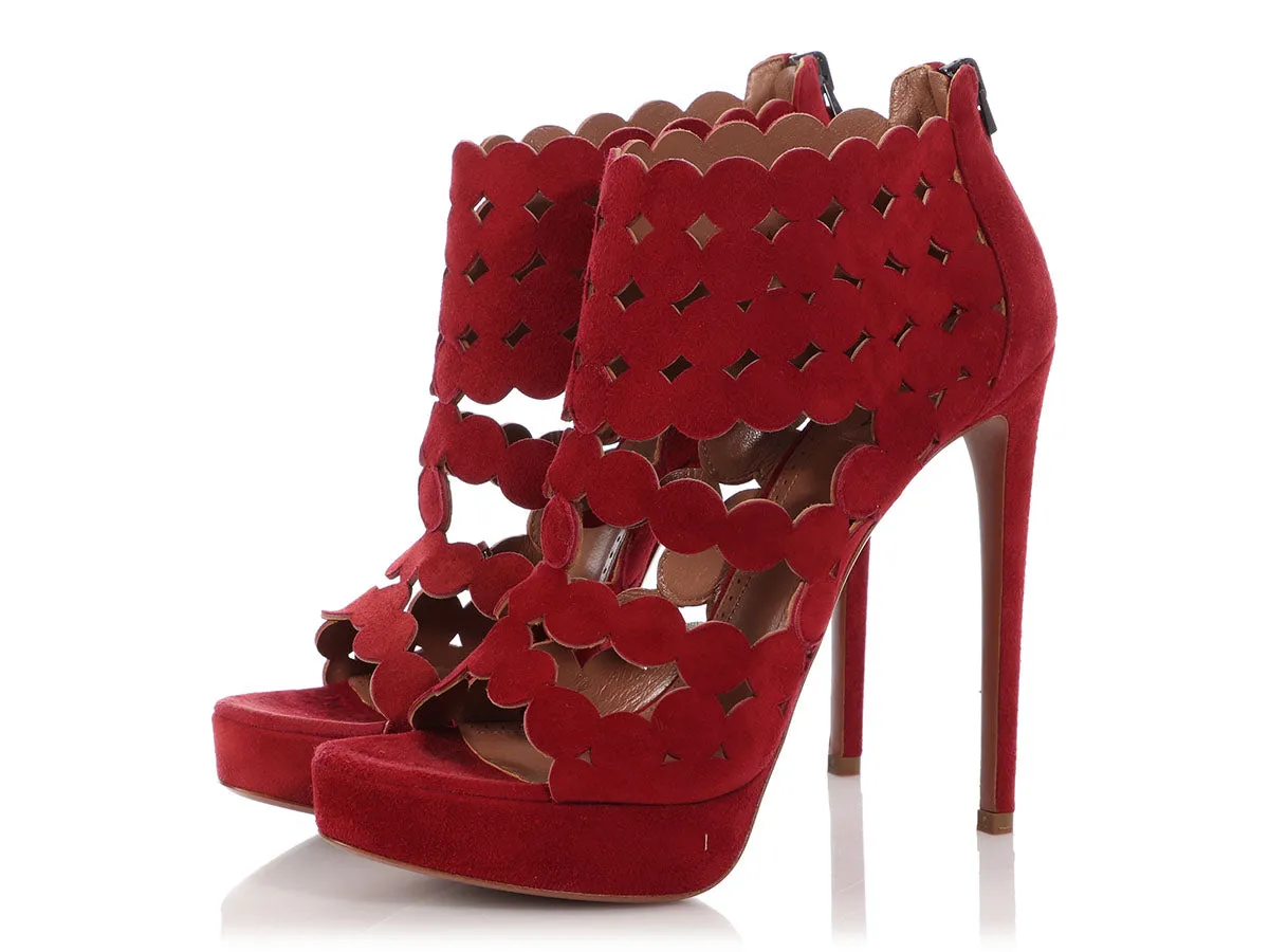 Alaïa Dark Red Suede Pumps