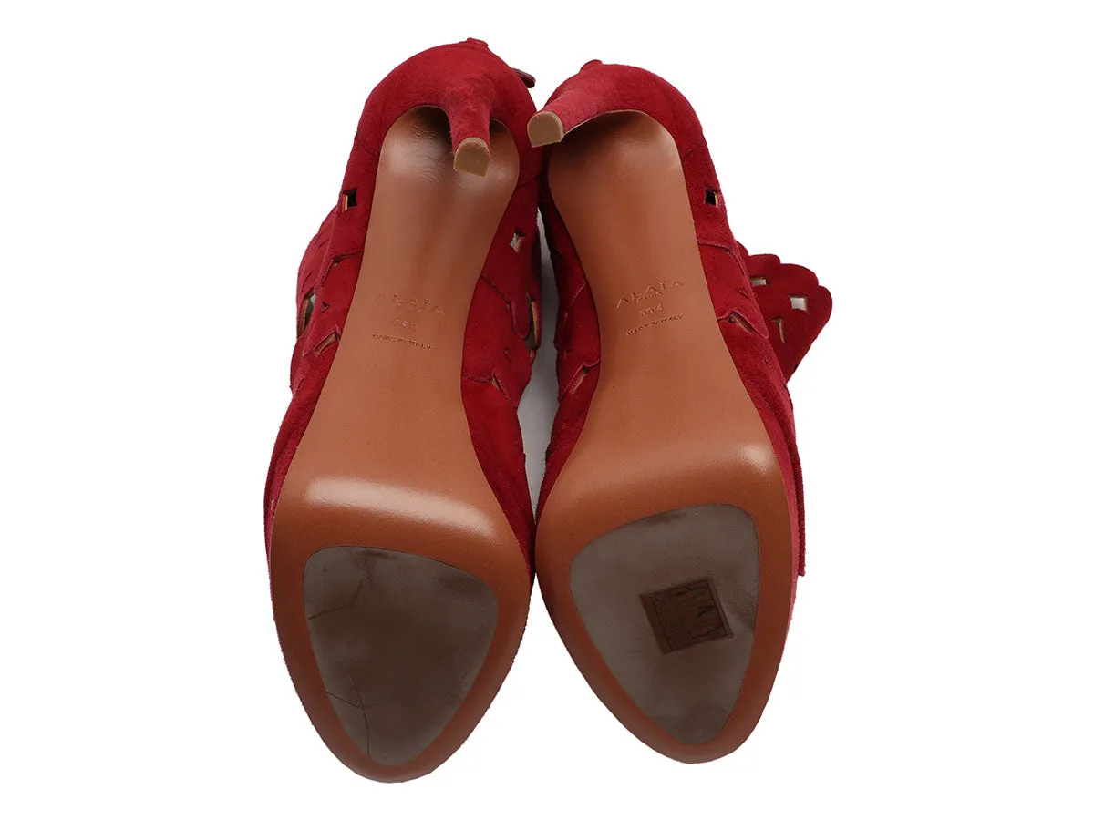 Alaïa Dark Red Suede Pumps