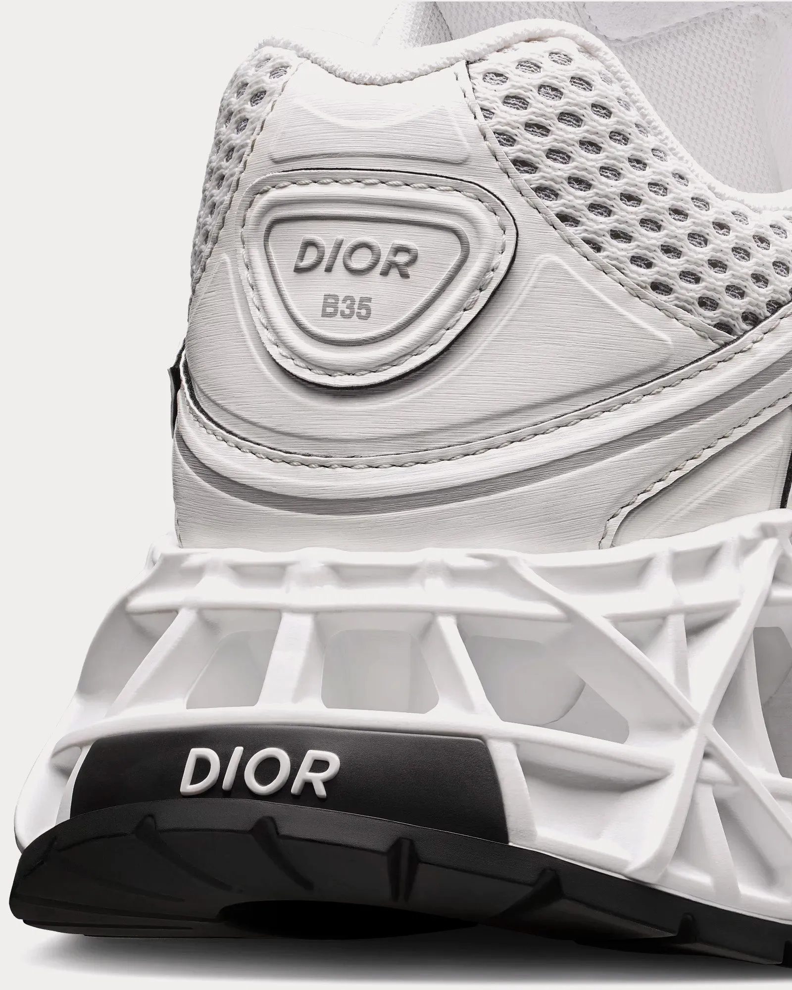 B35 NXXT White Technical Fabric and White Technical Mesh Low Top Sneakers
