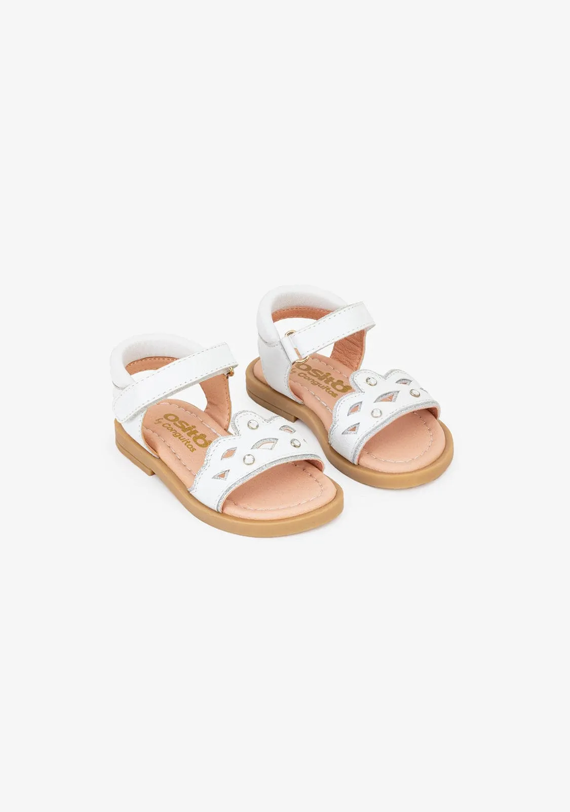 Baby's Crown White Leather Sandals
