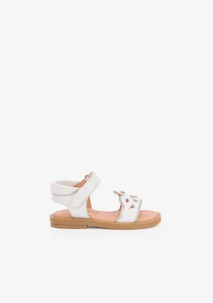 Baby's Crown White Leather Sandals
