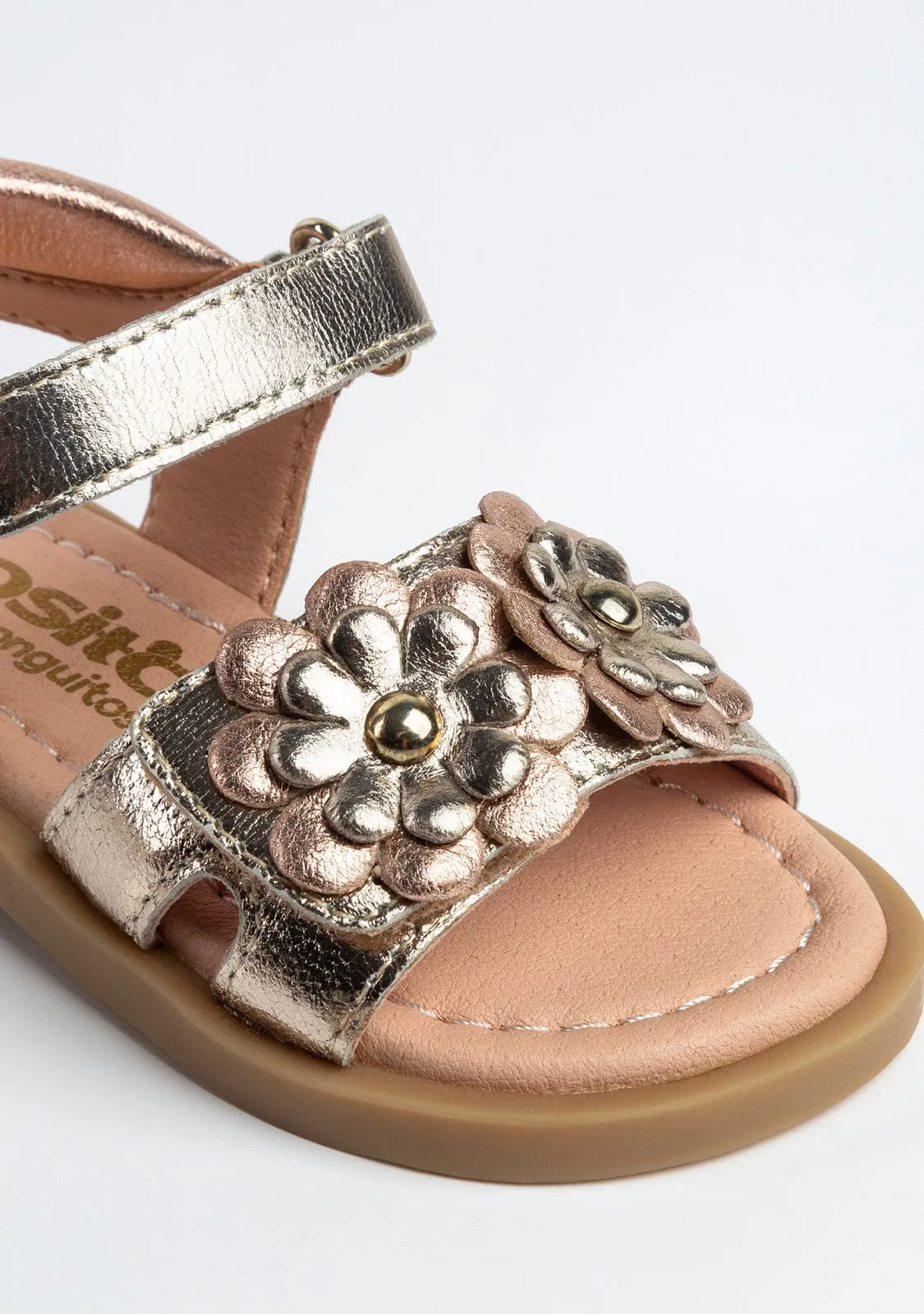 Baby's Flowers Metallic Leather Sandals