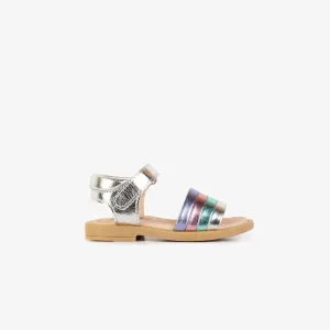 Baby's Silver Leather Strips Sandals