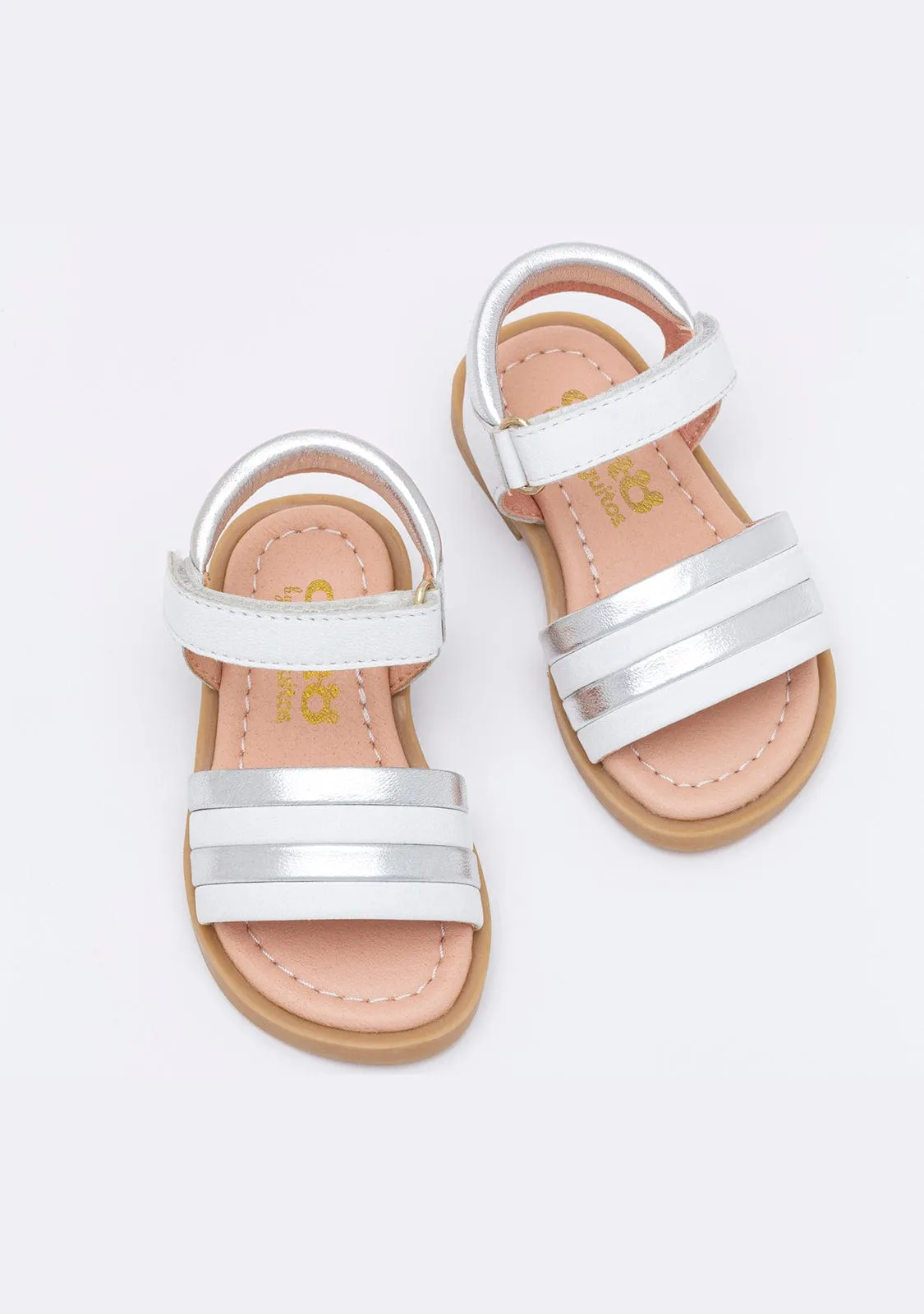 Baby's Stripes White Leather Sandals