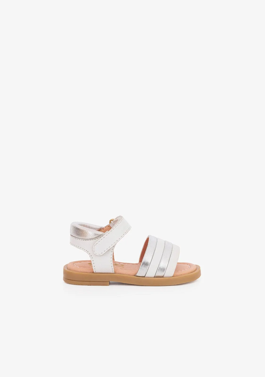 Baby's Stripes White Leather Sandals