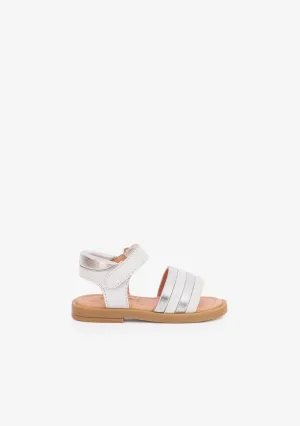 Baby's Stripes White Leather Sandals