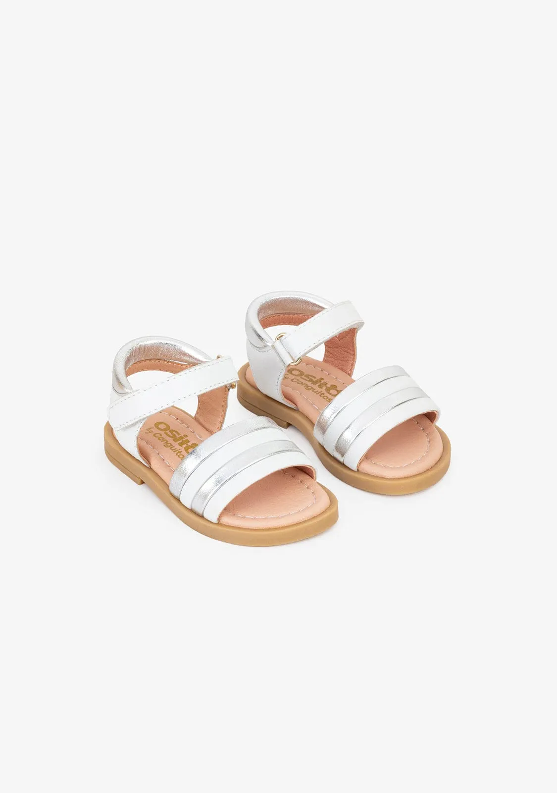 Baby's Stripes White Leather Sandals