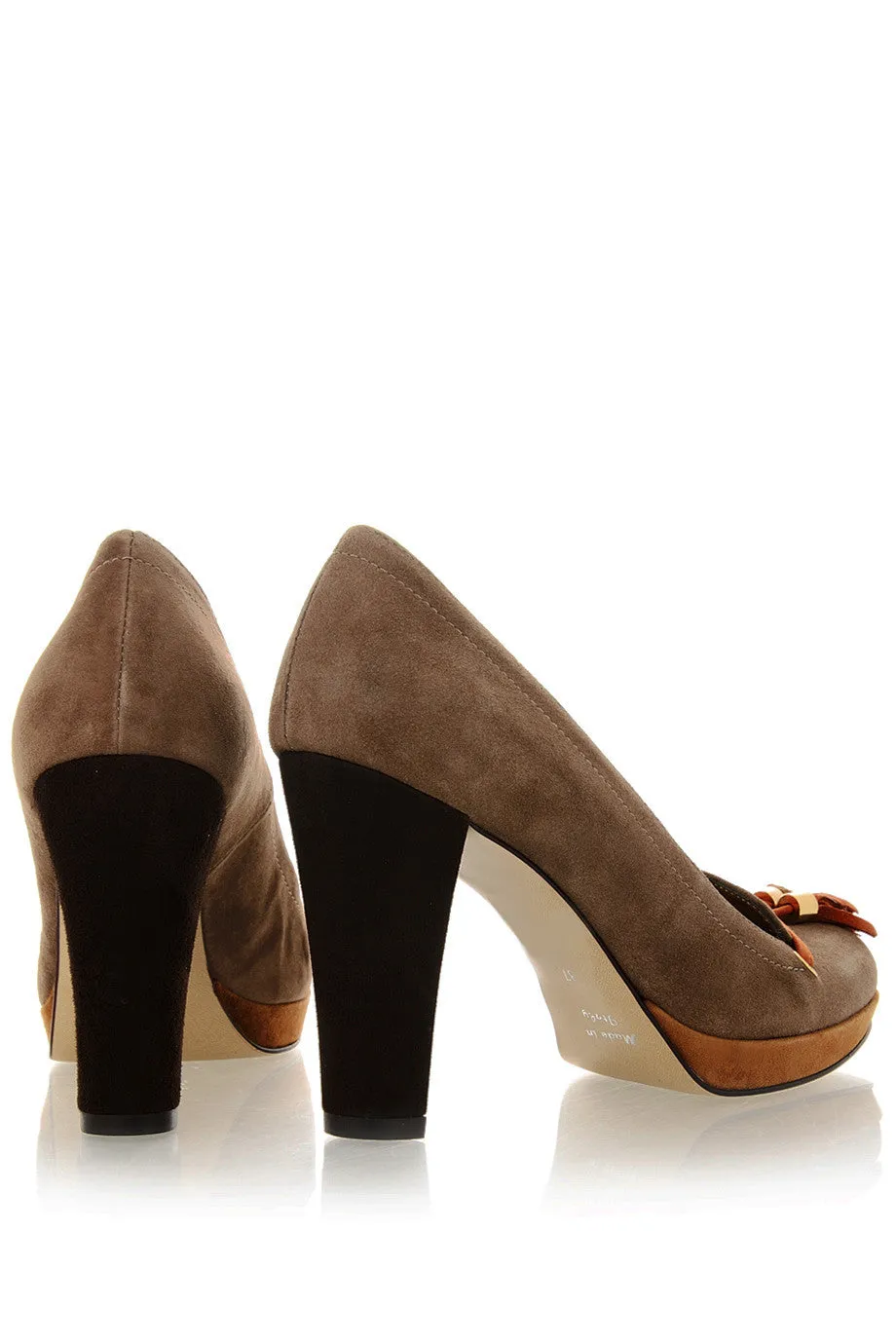 BARBARA BUCCI TANJA Taupe Suede Pumps