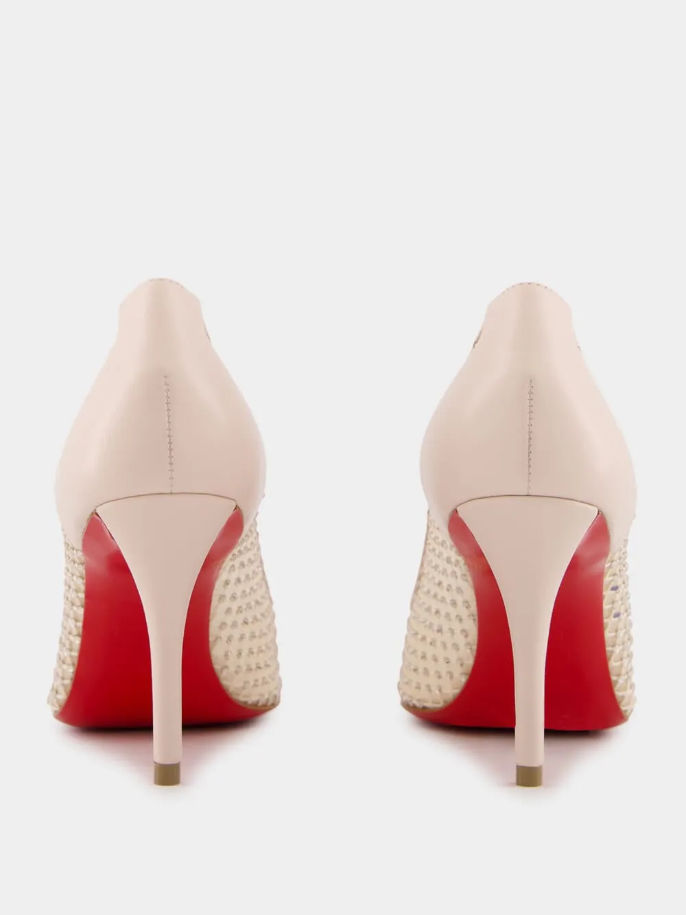 Beige Apostropha Mesh Strass Pumps