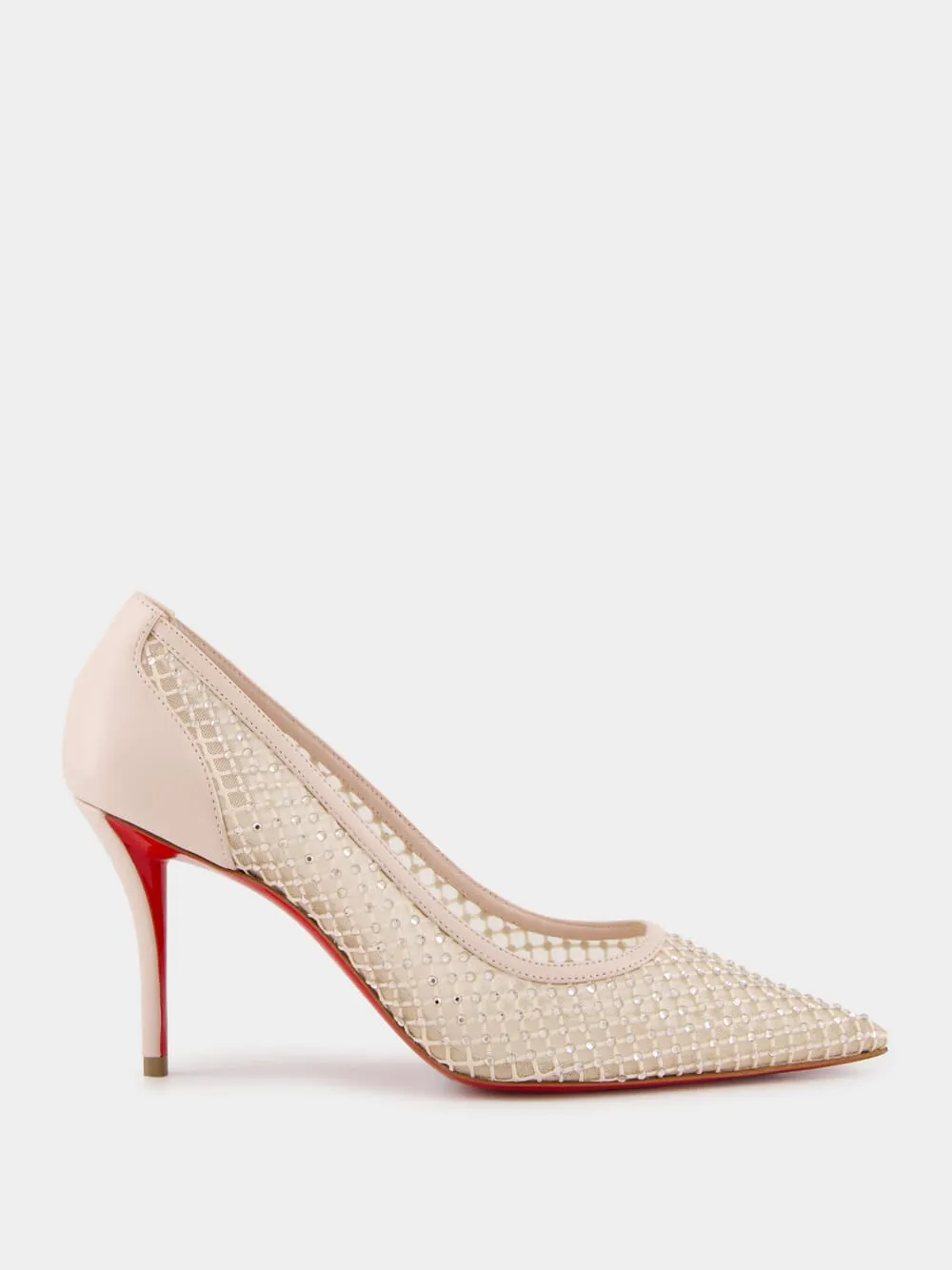 Beige Apostropha Mesh Strass Pumps