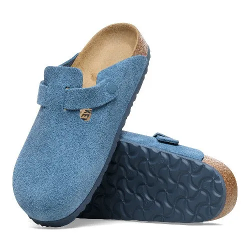 Birkenstock Ladies Suede Leather Clogs - Boston - Blue