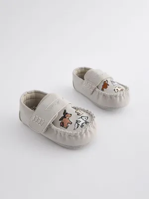 Blue Animal Mocassin Warm Lined Slippers
