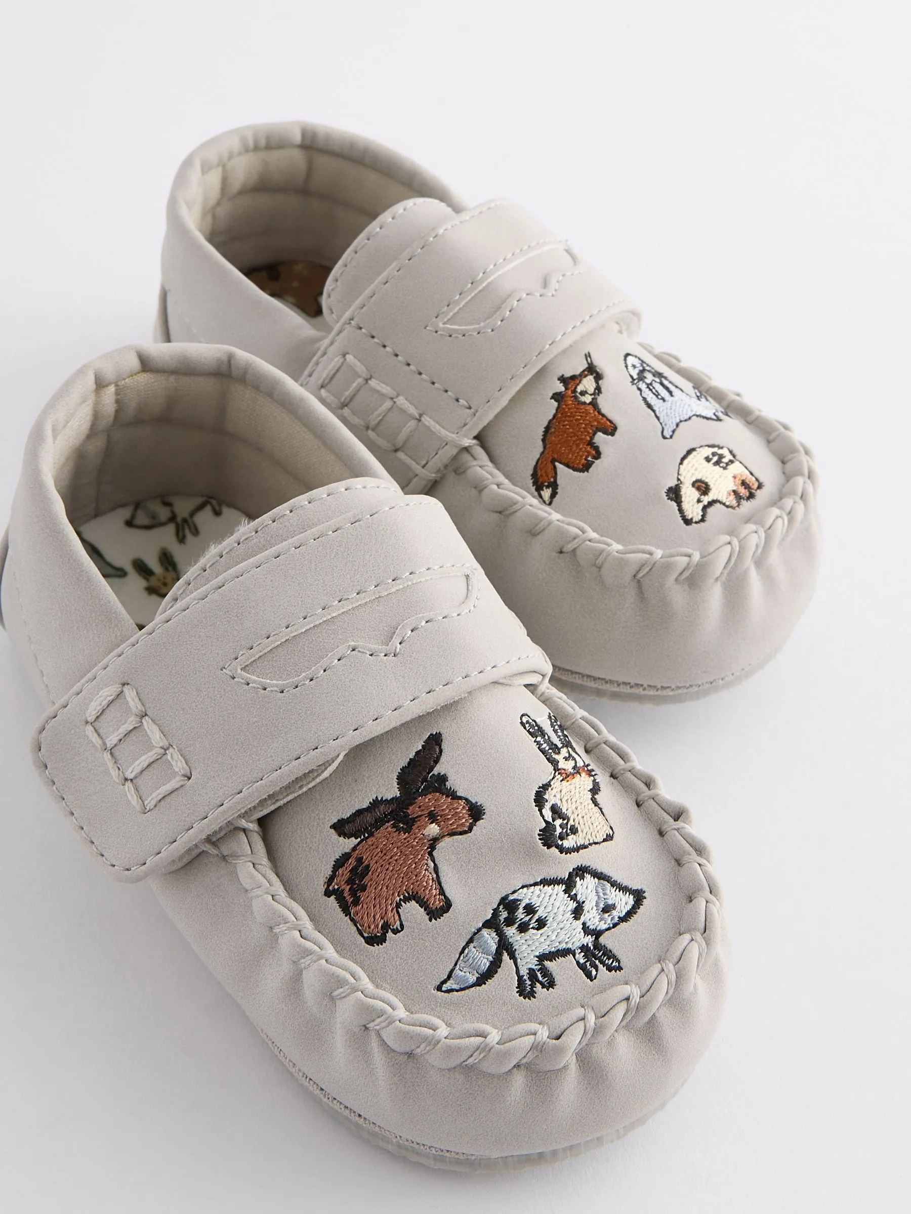 Blue Animal Mocassin Warm Lined Slippers