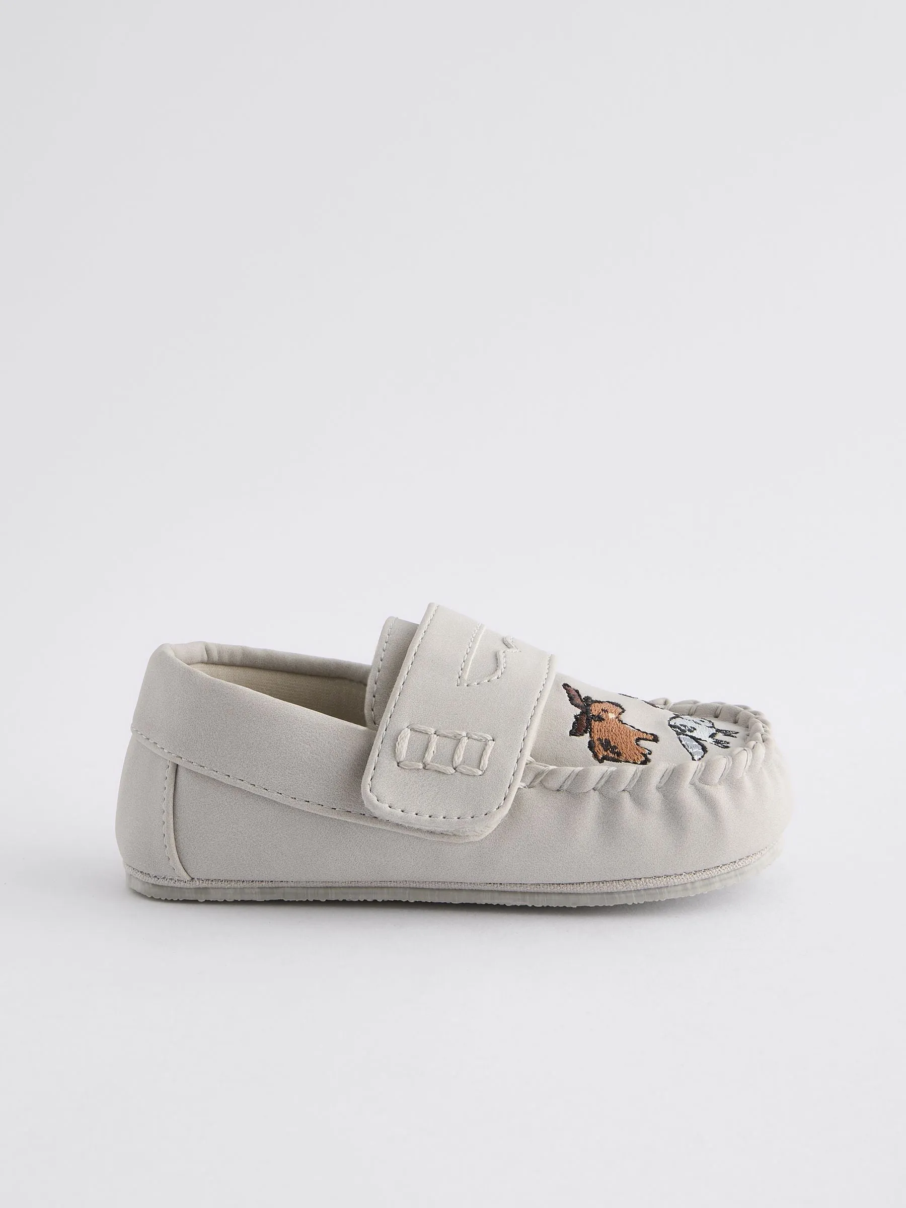 Blue Animal Mocassin Warm Lined Slippers