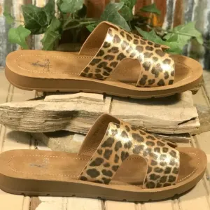 BOGALUSA Gold Leopard Slide/Sandals