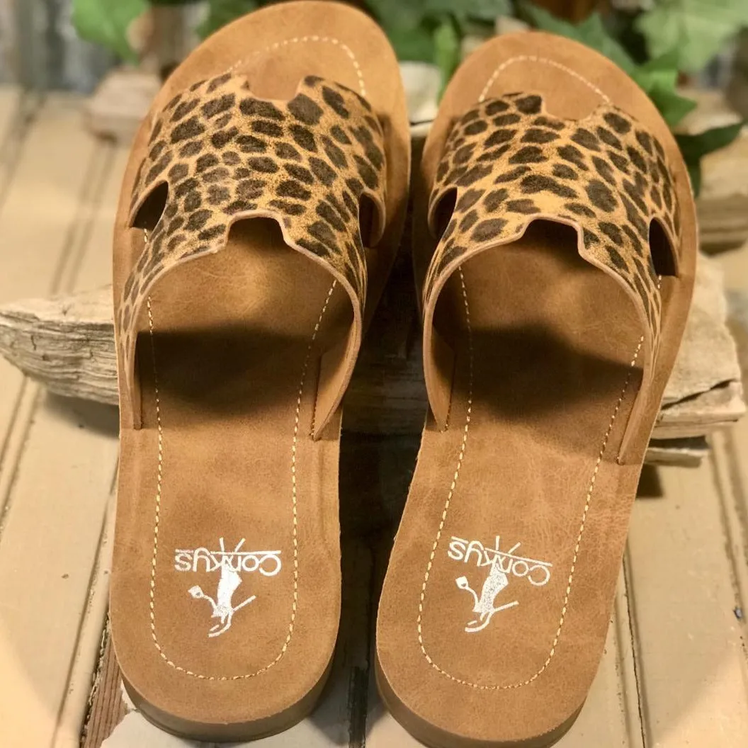 BOGALUSA Gold Leopard Slide/Sandals