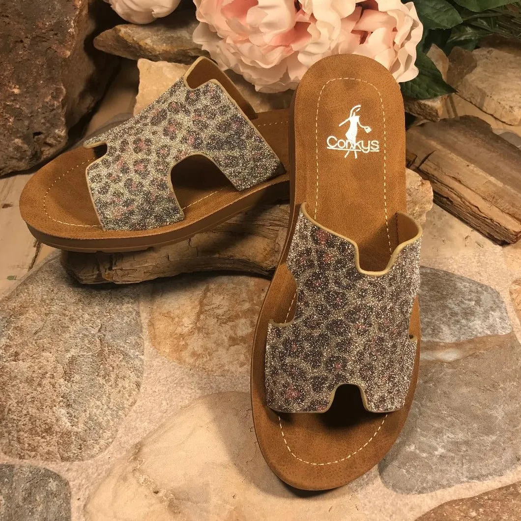 BOGALUSA Shimmer Leopard Slide/Sandal