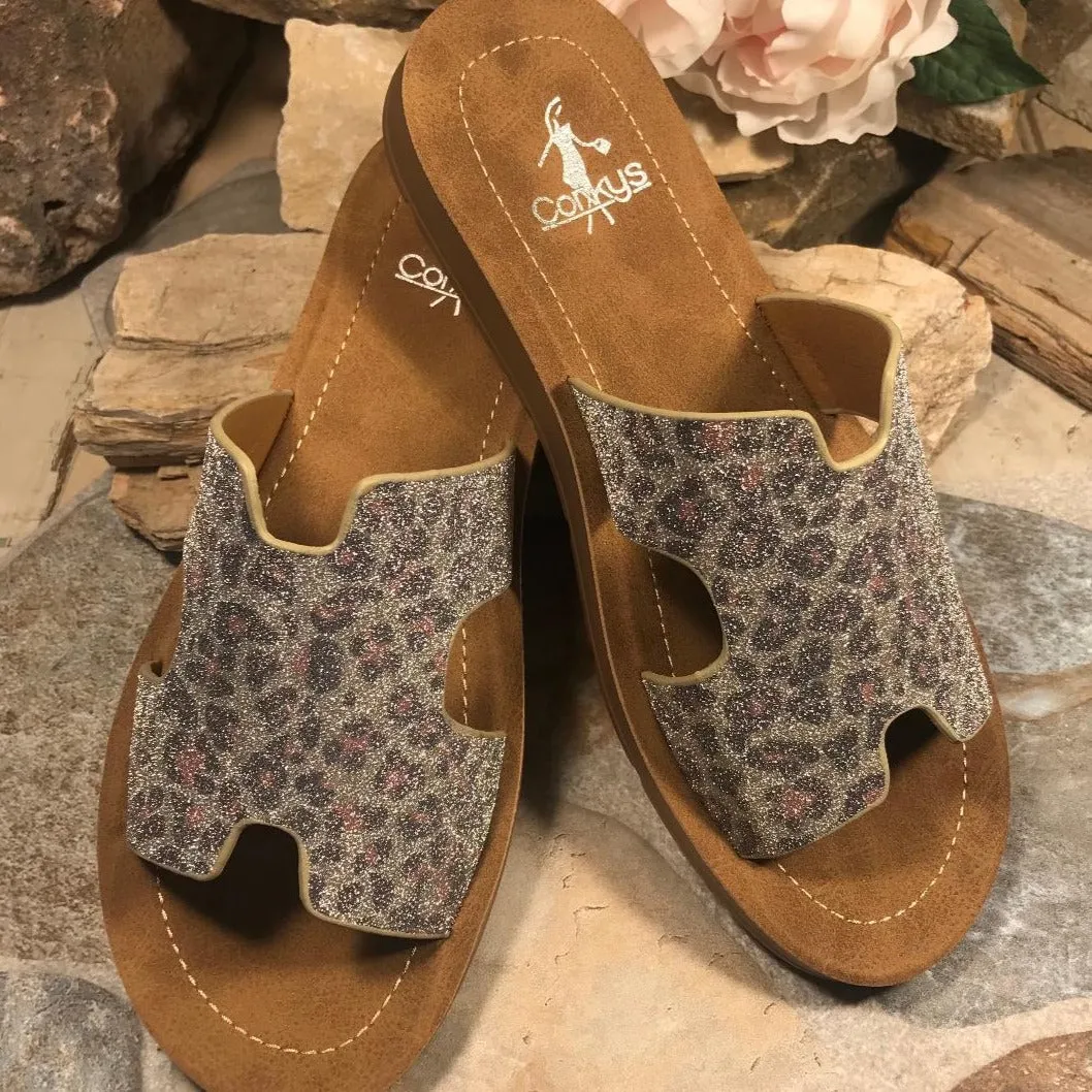 BOGALUSA Shimmer Leopard Slide/Sandal