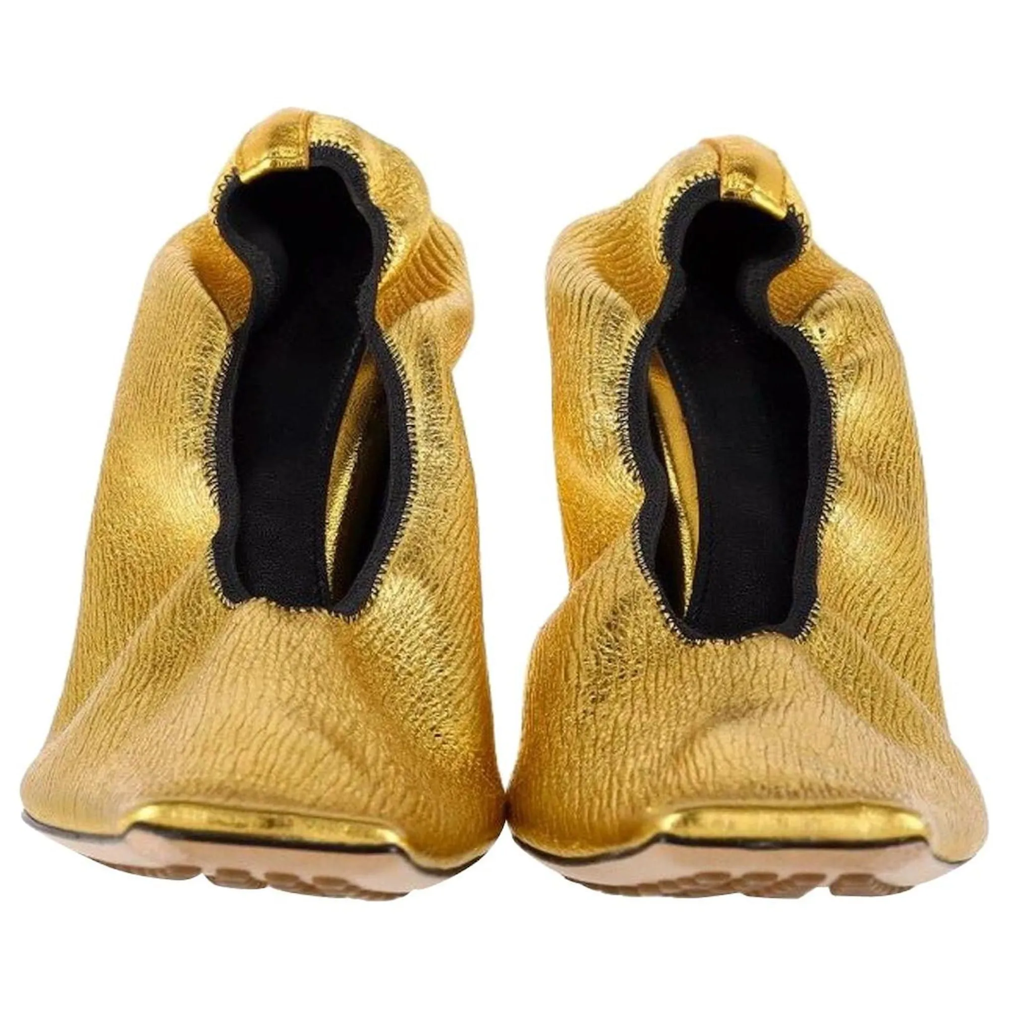 Bottega Veneta Sharpei Metallic Square-Toe Pumps In Gold Leather