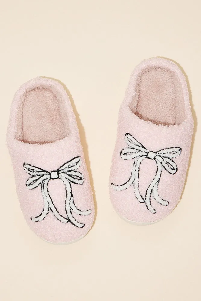 Bow Slippers in Pink