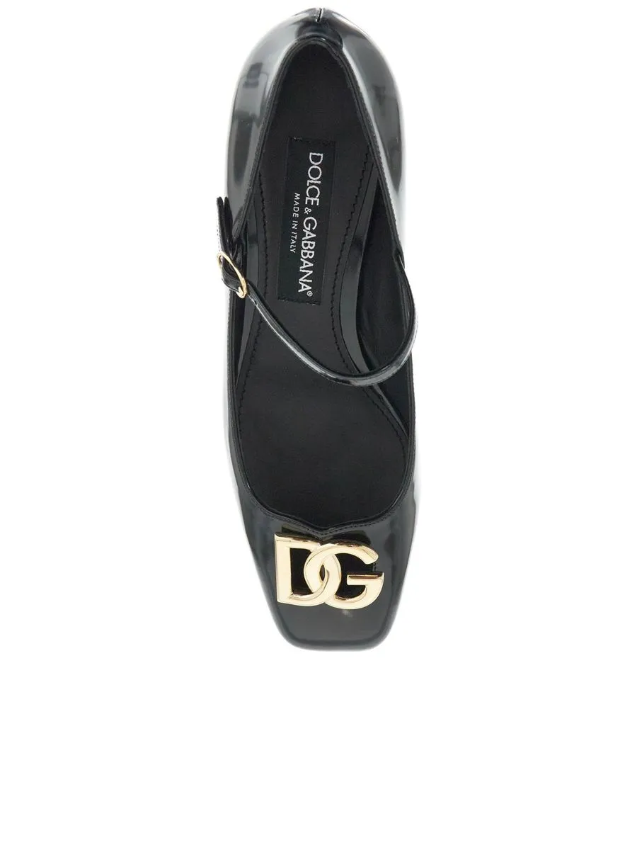 Brushed Leather Mary Jane Pumps