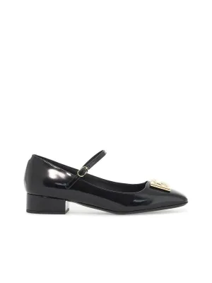 Brushed Leather Mary Jane Pumps