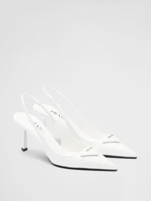 Brushed leather slingback pumps