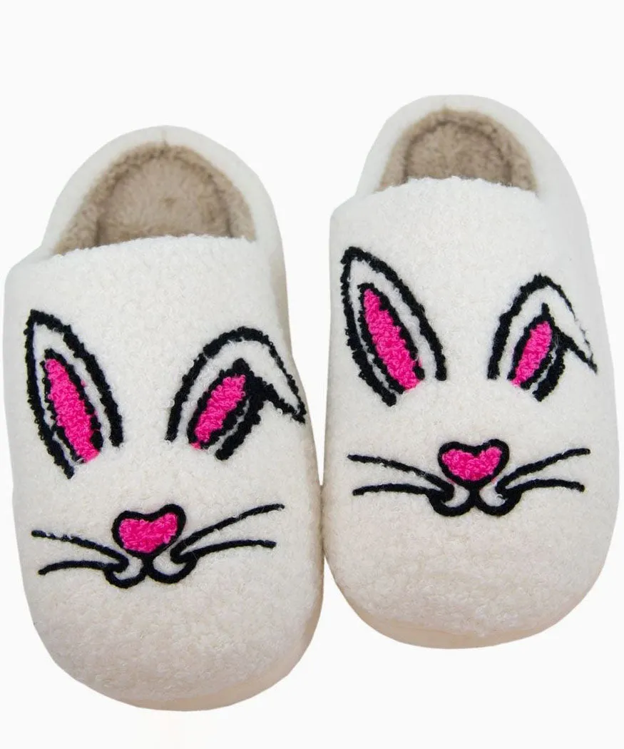 Bunny Face Slippers - White