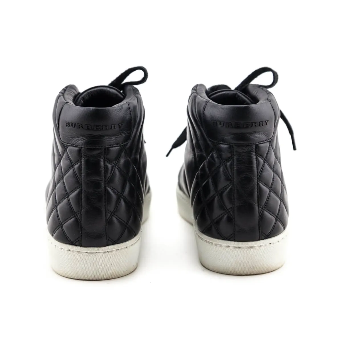 Burberry Black Quilted Check Westford High Top Sneakers Size US 9 | EU 39