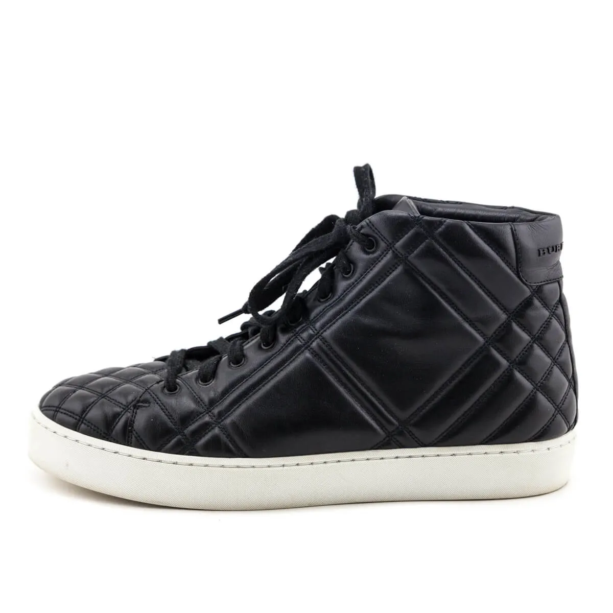 Burberry Black Quilted Check Westford High Top Sneakers Size US 9 | EU 39