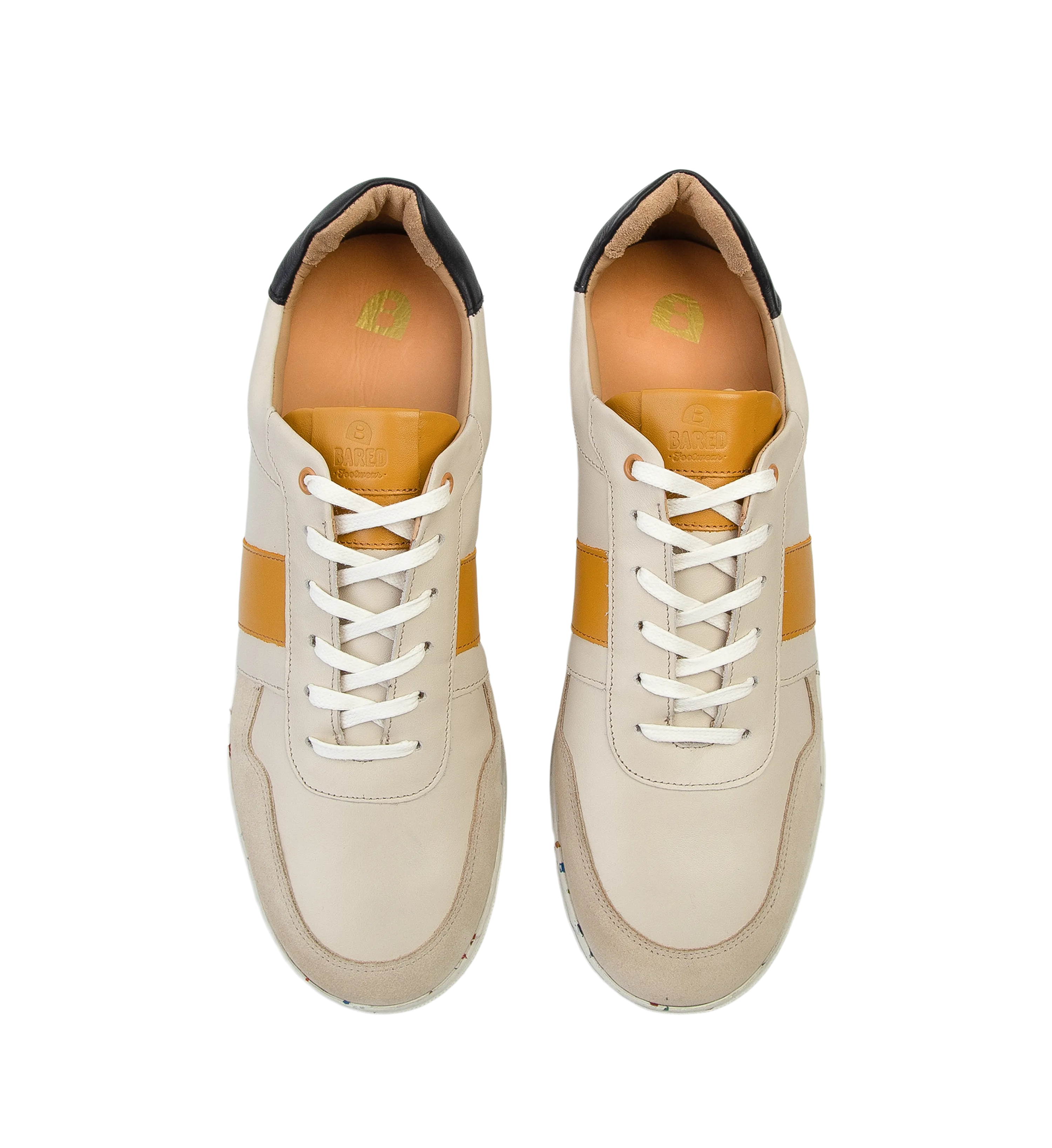 Caesium Ecru & Mustard Leather Sneakers
