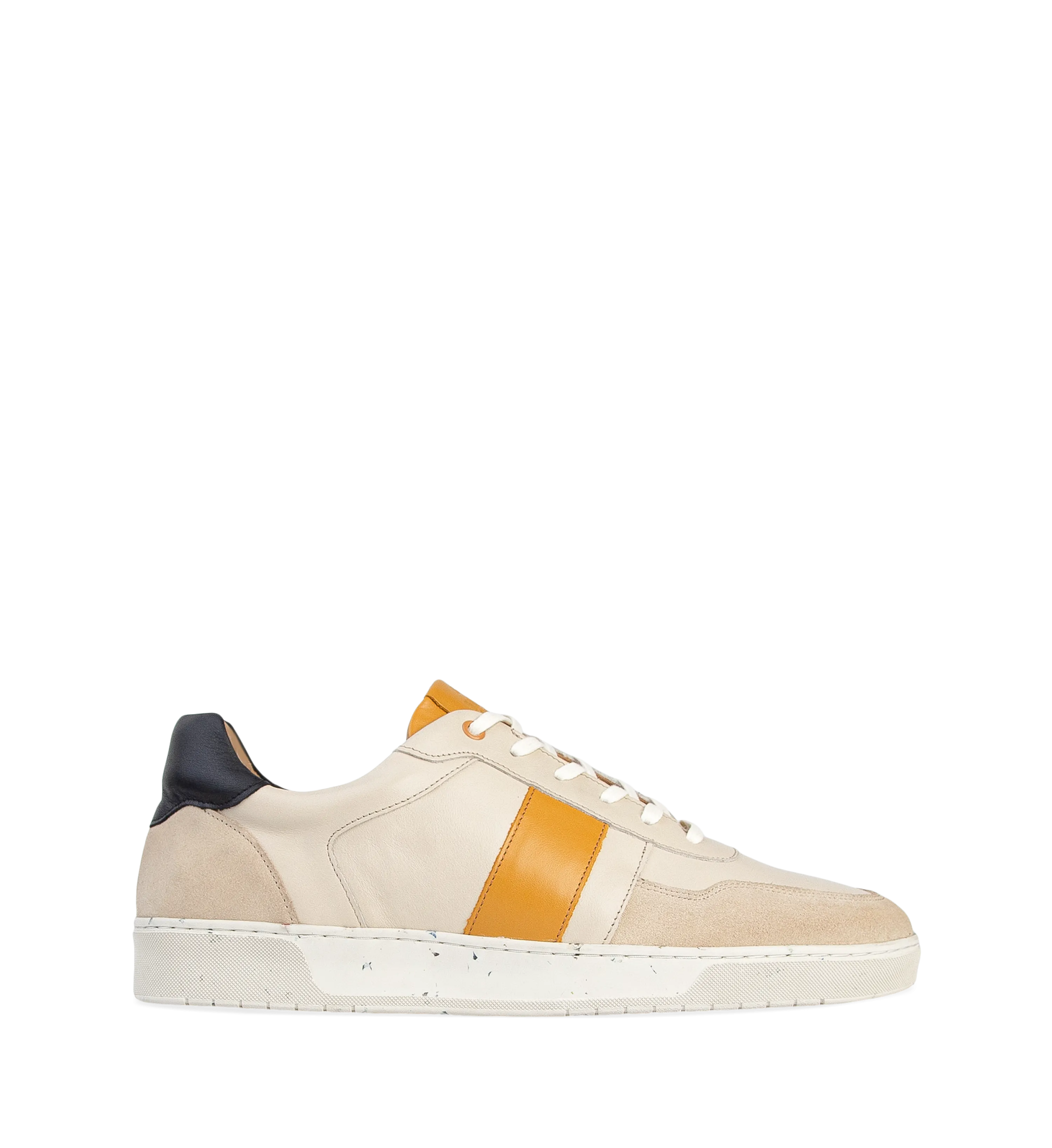 Caesium Ecru & Mustard Leather Sneakers