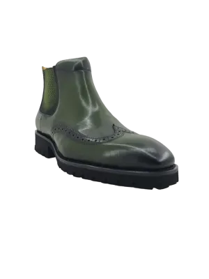 Carrucci men's boots olive green wingtip dress casual genuine leather