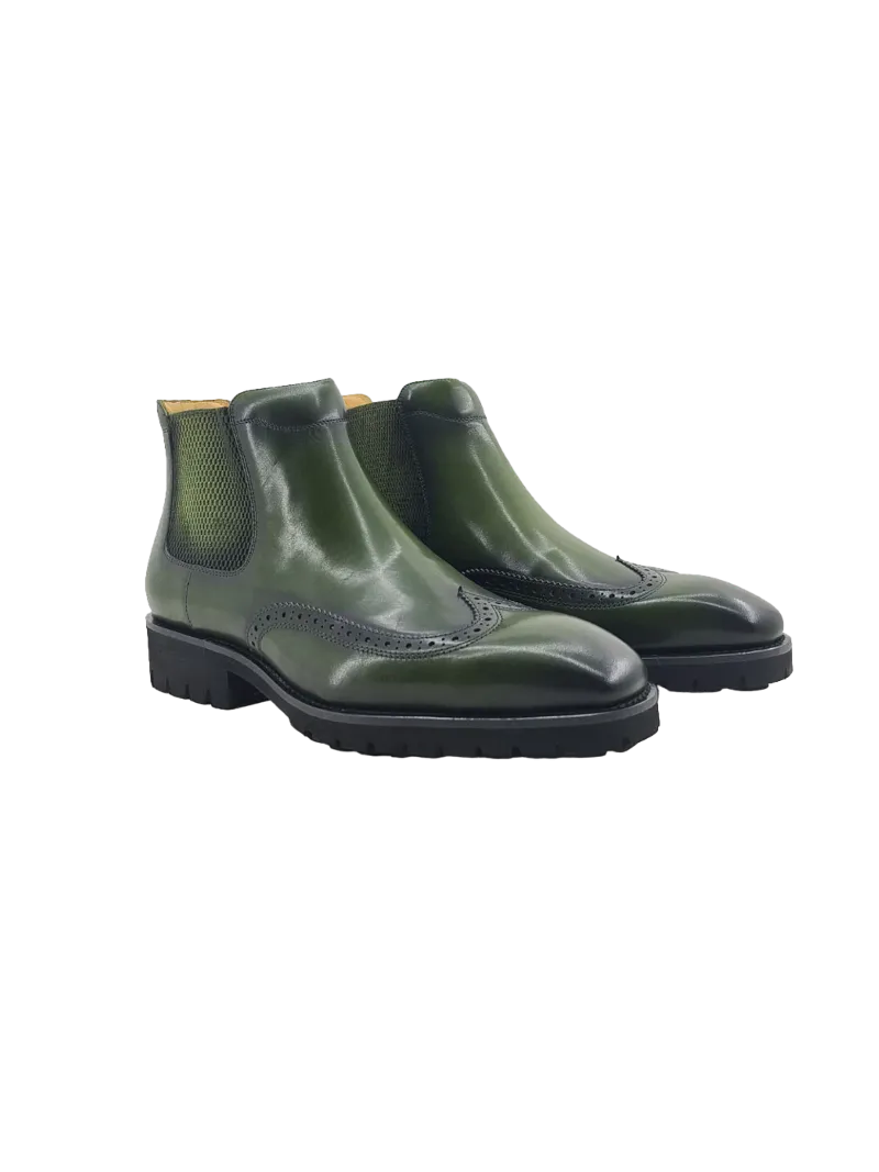 Carrucci men's boots olive green wingtip dress casual genuine leather
