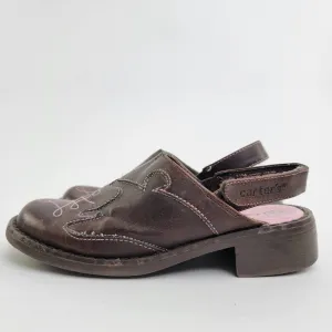 Carters Brown Leather Slingback Slip On Sandal Mules - 11 C