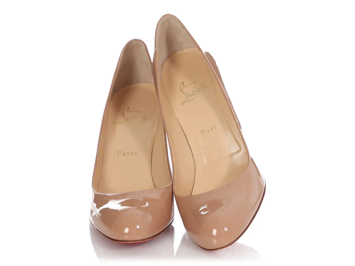 Christian Louboutin Beige Patent Simple 85 Pumps