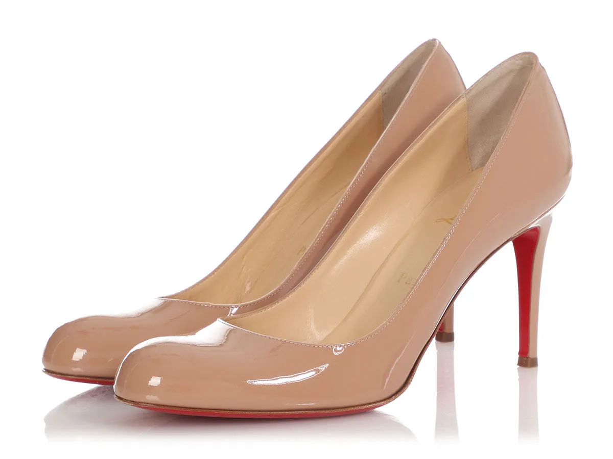 Christian Louboutin Beige Patent Simple 85 Pumps