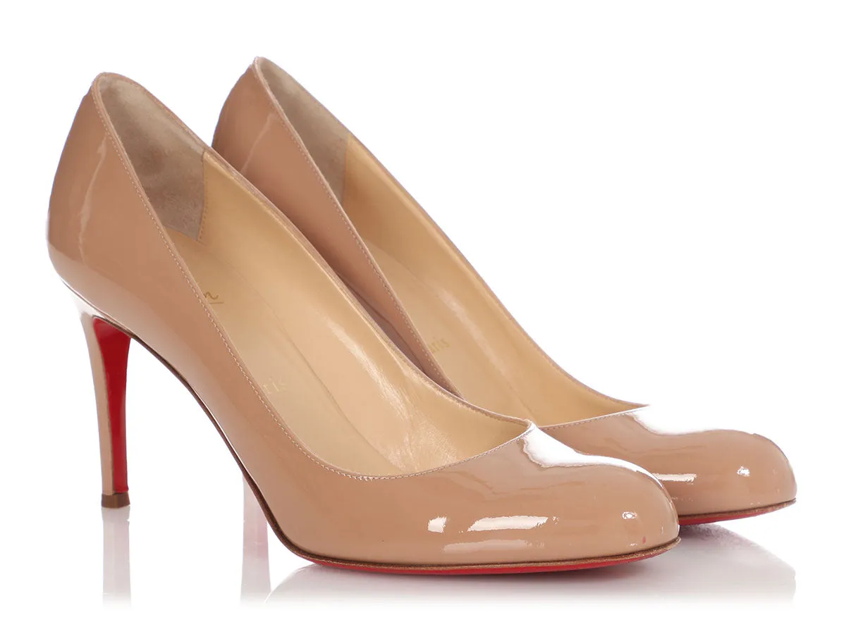 Christian Louboutin Beige Patent Simple 85 Pumps