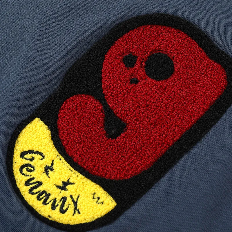 Contrast Patchwork Printed Embroidery Detachable Badge Jacket