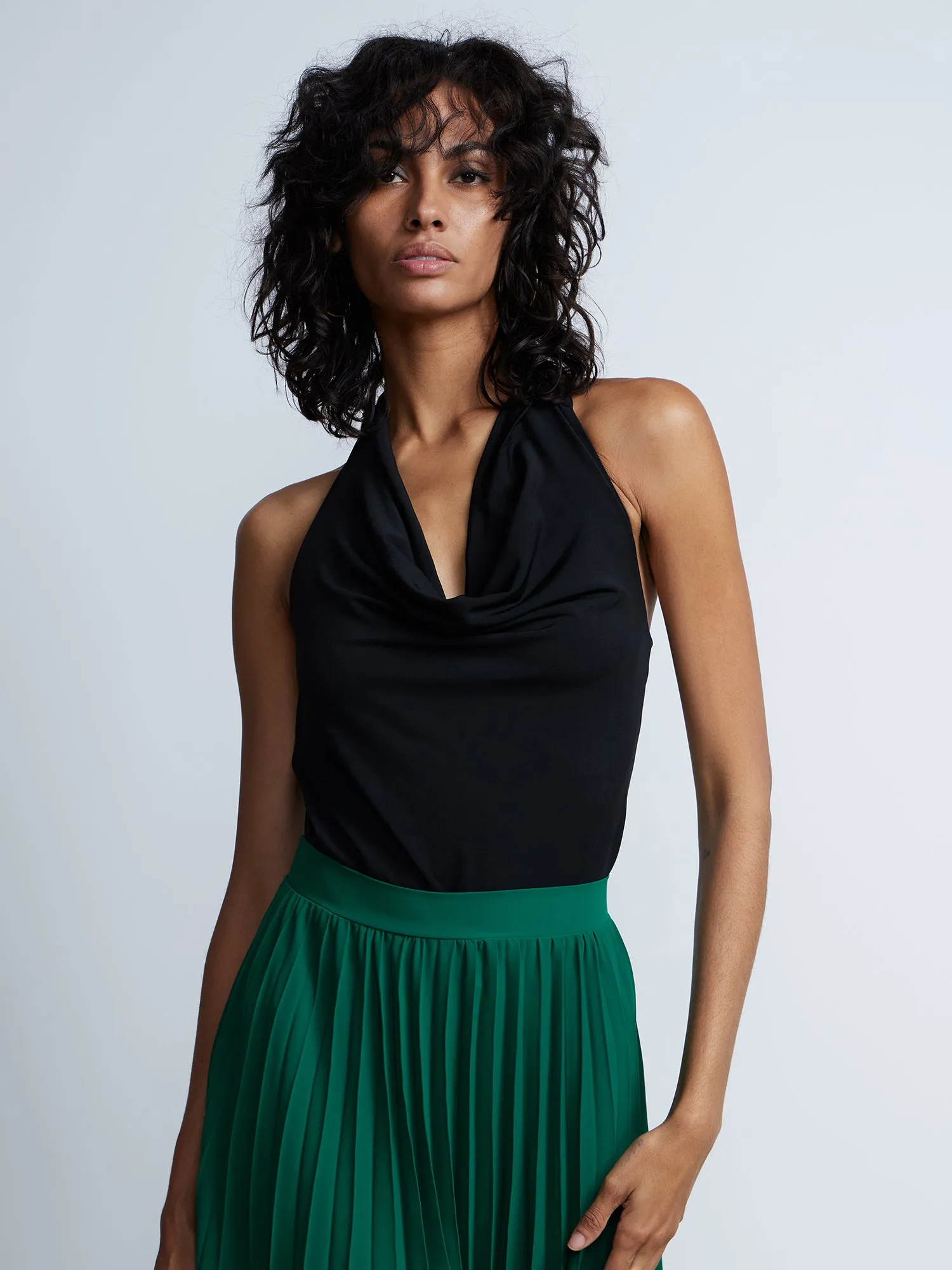 Cowl Neck Knit Halter Top