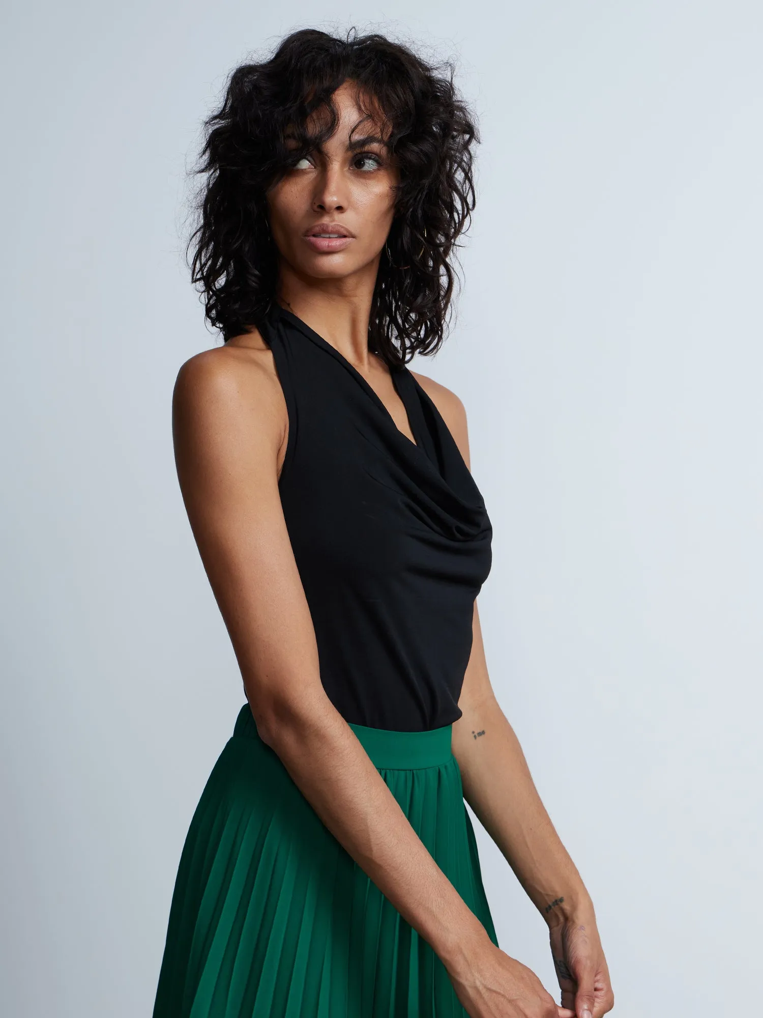 Cowl Neck Knit Halter Top