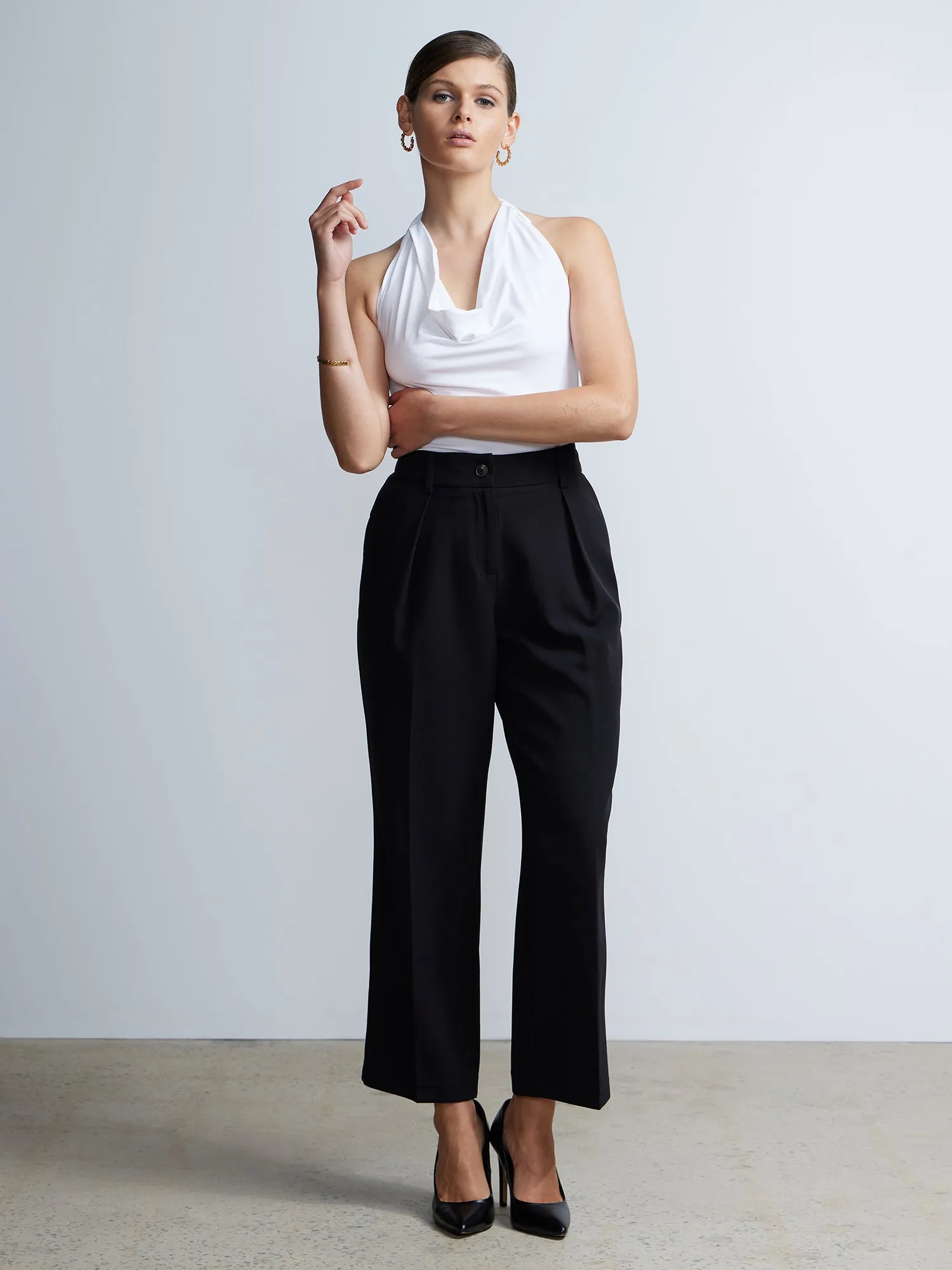 Cowl Neck Knit Halter Top