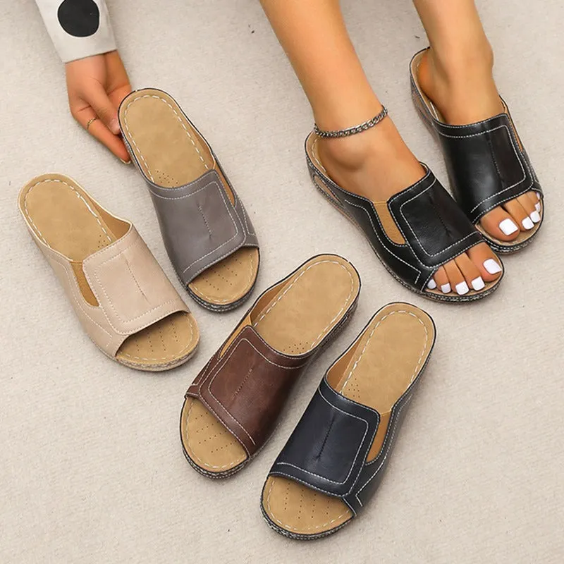Cuzcare Summer Sandals For Women Flexible Width Shock-resistant Modern Slides