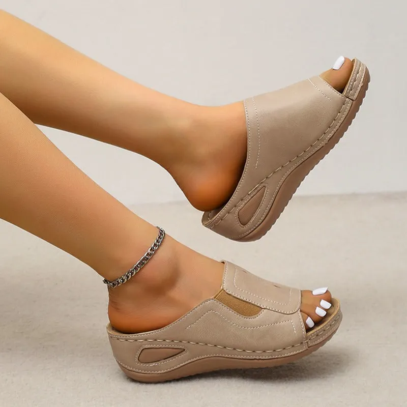 Cuzcare Summer Sandals For Women Flexible Width Shock-resistant Modern Slides