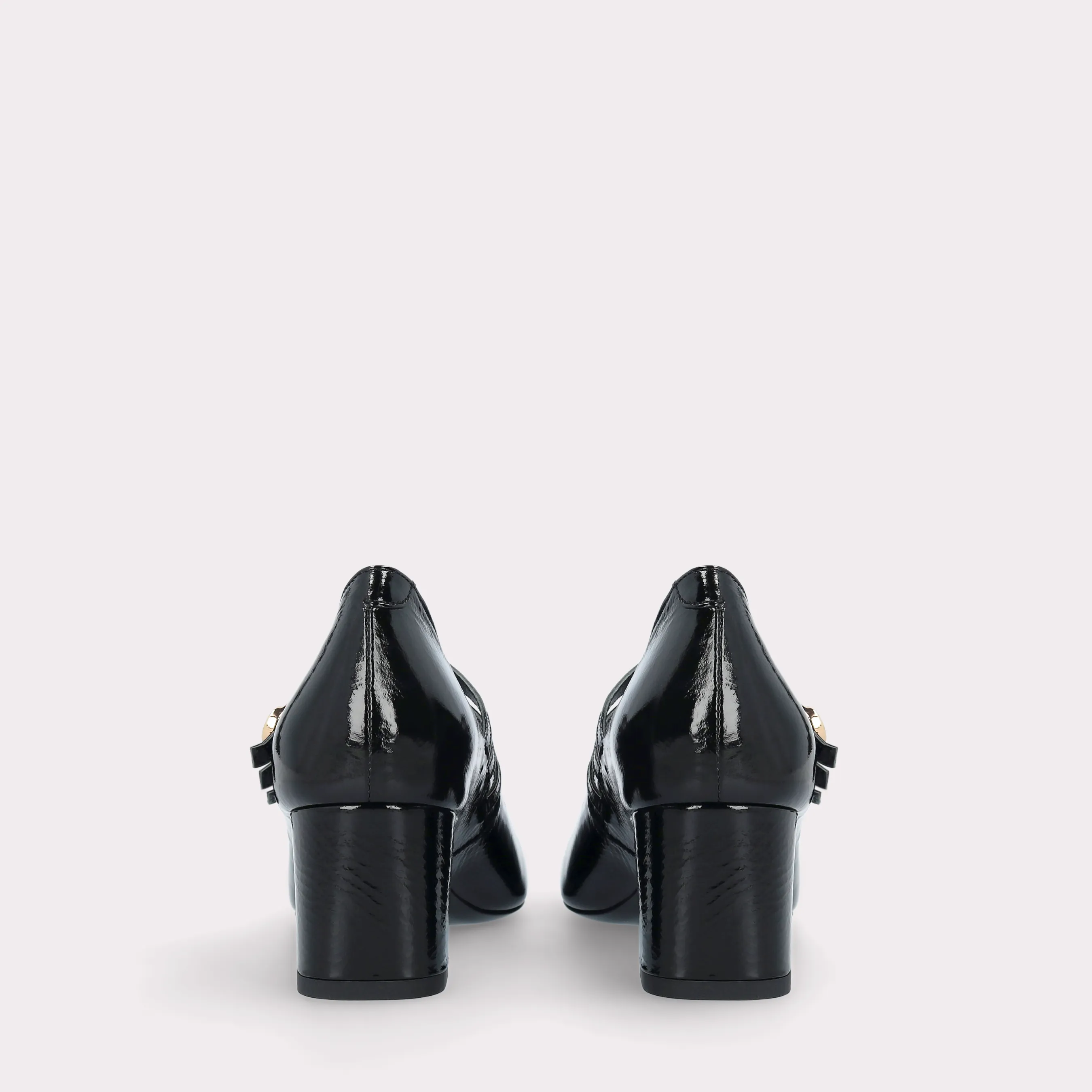 DEBBY BEBE 01 BLACK CRUSHED PATENT LEATHER BALLET PUMPS