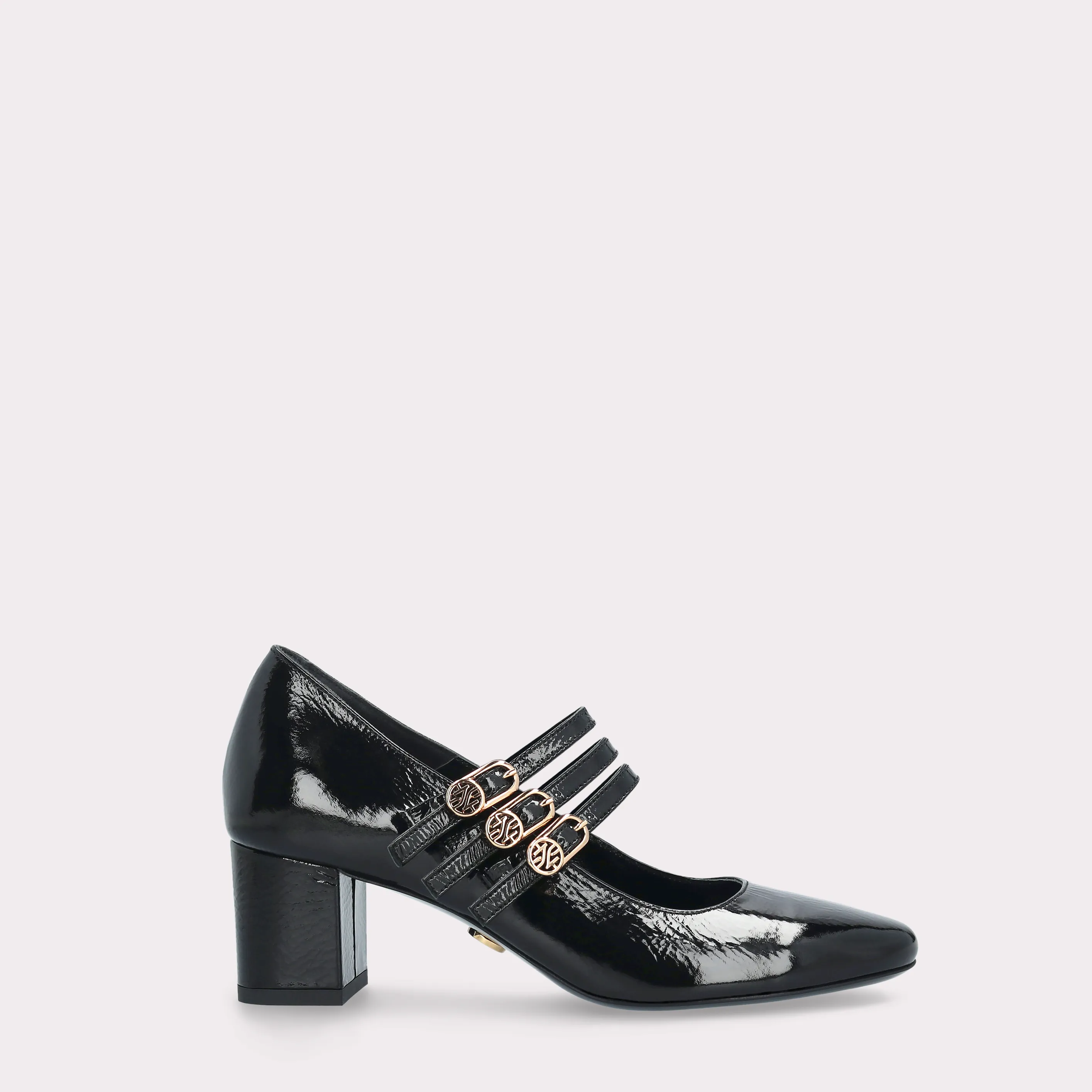 DEBBY BEBE 01 BLACK CRUSHED PATENT LEATHER BALLET PUMPS