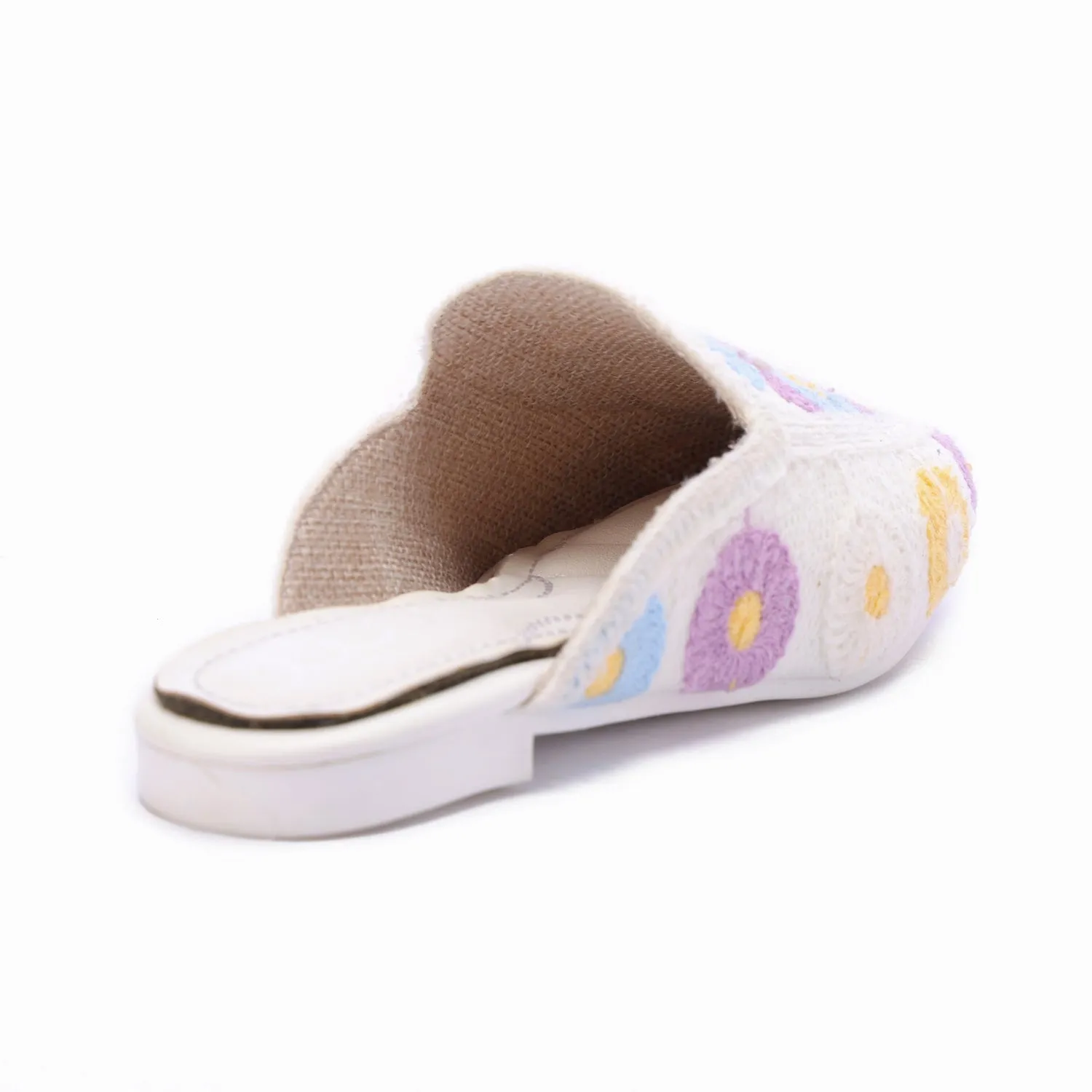 Embroidered Slip-On Mules-Purple